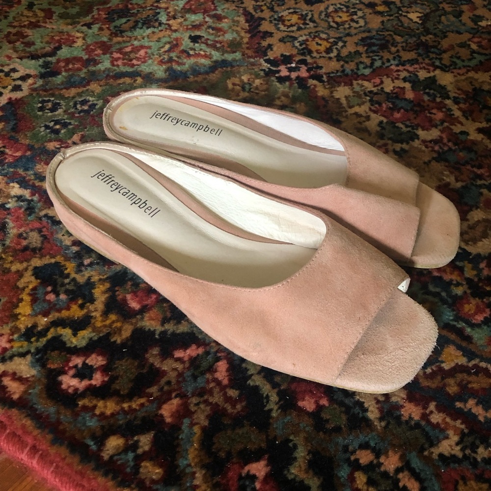 Jeffrey Campbell Blush Pink Suede Peep-Toe Flats